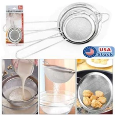 1/2/3Pcs Kitchen Fine Mesh Strainer Stainless Steel Liquid Colander Sifter Sieve