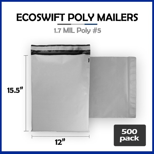 500 12x16 EcoSwift Poly Versandtaschen Kunststoff Umschläge Versandtaschen 1,7 MIL - Bild 1 von 6
