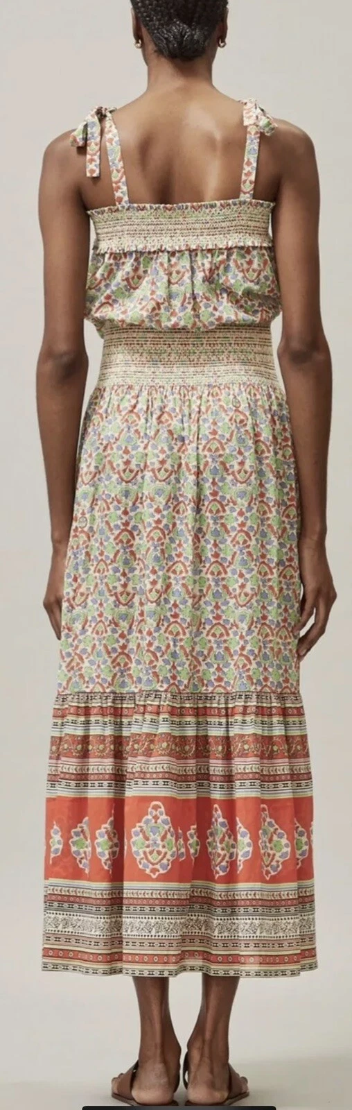 Abito prendisole nuovo con etichette autentico TORY BURCH LEGACY PAISLEY SMOCKED TAGLIA Medium $450