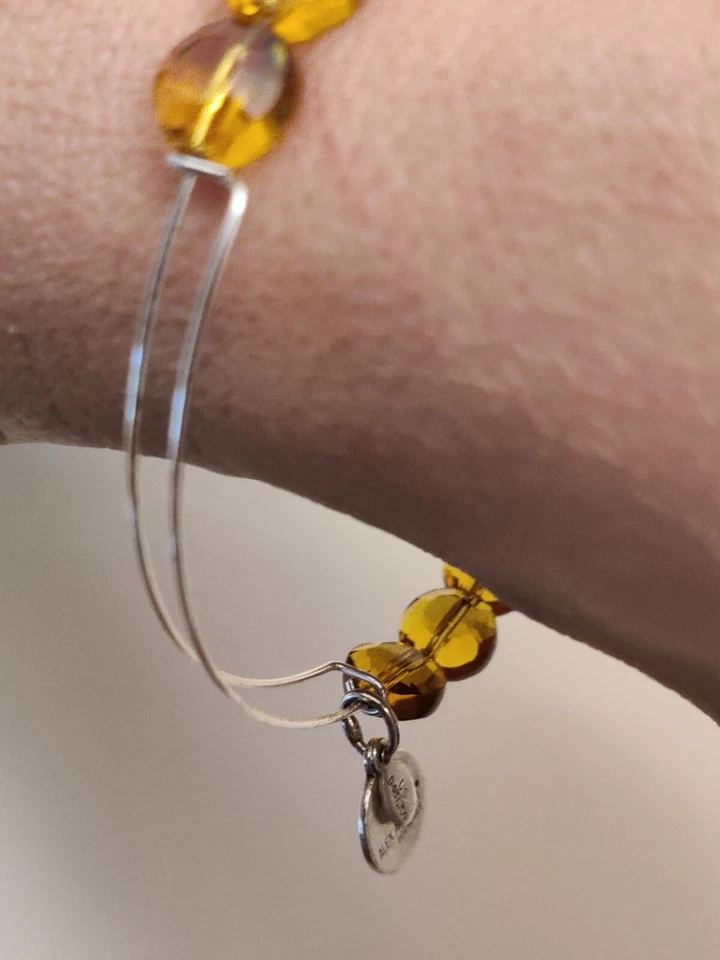 ALEX AND ANI Yellow Topaz Crystal Beaded bracelet  Luxe Shiny Silver - Image 3 of 4