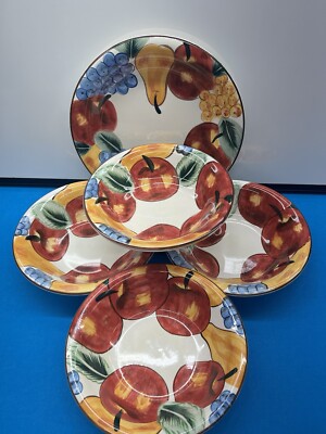 1 Cambridge Potteries LLC Apple Pear Grape  Plate 10.5'' and 3pcs. bowls 8.25''