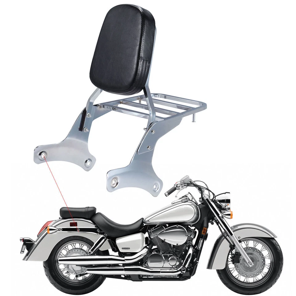 Sissy Bar Backrest Luggage Rack Fit For Honda Shadow ACE750 VT400 750 1997-2003 Foto 2 de 4