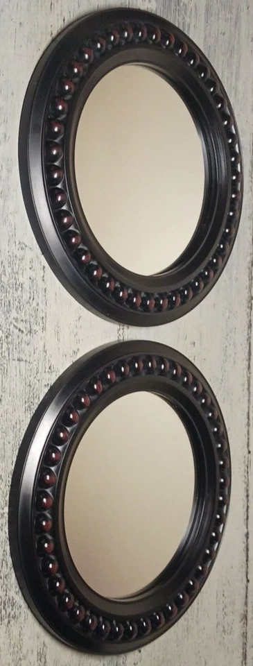 Pair of Framed Round Ready to Hang Mirrors 14"dia. Home/Office Decor Lot of (2) - Image 2 of 4