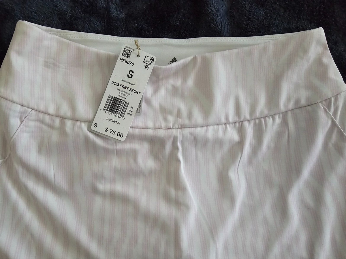 C_-4 NWT Adidas Golf Skort Skirt Shorts Pink Stripe Small S Tennis