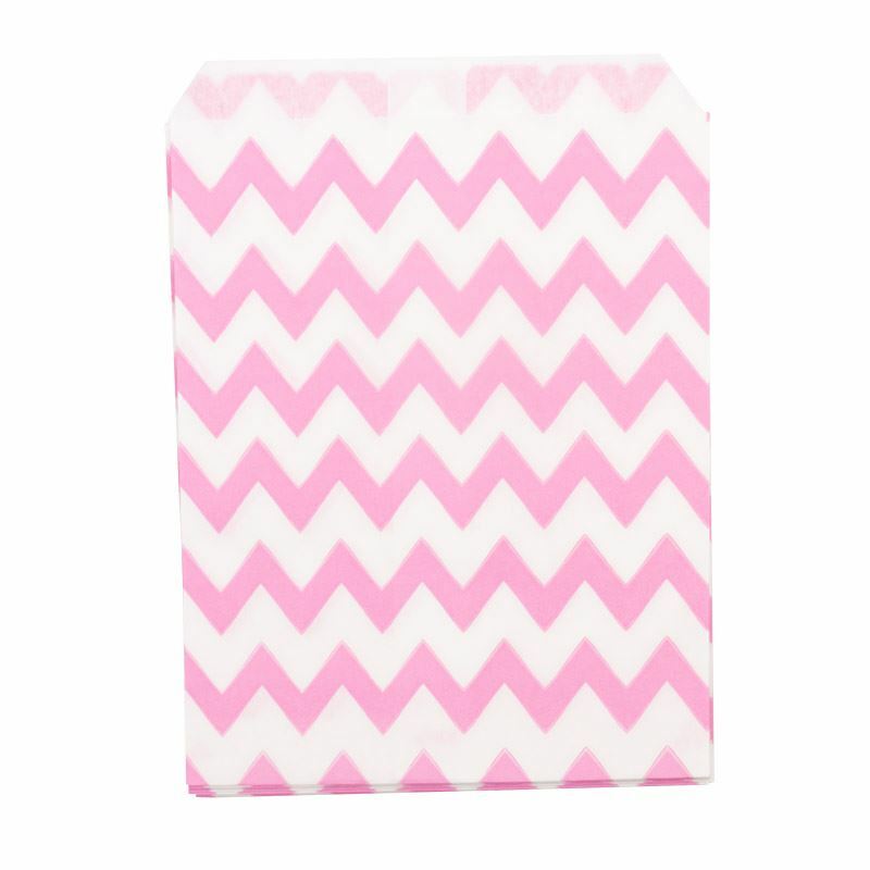 Pink Chevron Coloured Paper Bags x100 sweet treat gift