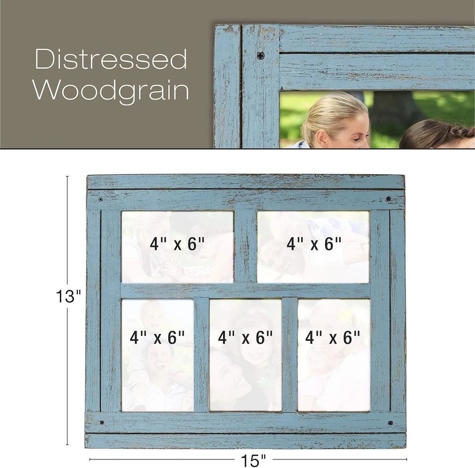 Rustic Wood Collage Picture Frame - Holds 5 Photos - Image 4 of 4