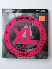 D'Addario XL Chromes Flatwound Bass Guitar Strings .045-.100 Regular Light New
