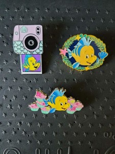 Disney Princess Ariel Sidekick Flounder Little Mermaid - 3 Pin Lot