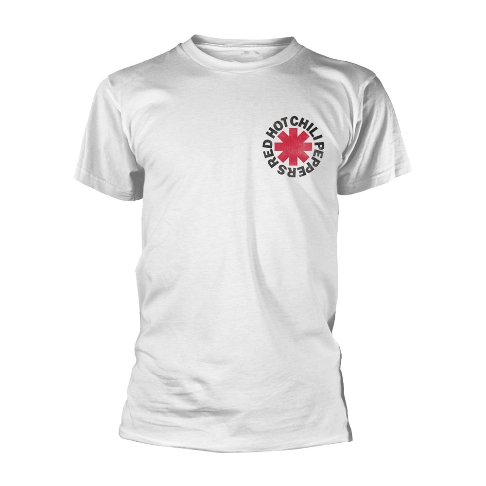 RED HOT CHILI PEPPERS - WORN ASTERISK WHITE T-Shirt, Front - Back Print Small