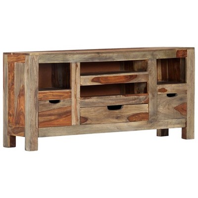 Sideboard Grau 100x30x50 Cm Massivholz
