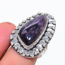 Russian Charoite Gemstone 925 Sterling Silver Jewelry Ring Size 8.5 B550