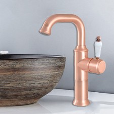 Antique Copper Bathroom Vessel Basin Sink Single Ceramic Handle Faucet Mixer Tap
