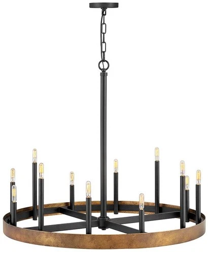 Hinkley Wells 35 3/4" Brass 12-Light Modern Wagon Wheel Chandelier - Picture 2 of 6