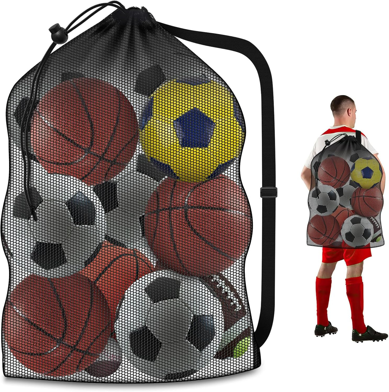 Extra Large Sports Ball Bag, Heavy Duty Breathable Mesh Stor