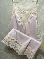 VTG Lt. ROSE Slip Dress Bridal Lace Trim, Fits S