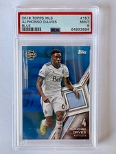 2018 Topps MLS Alphonso Davies PSA 9 MINT Blue Rookie SSP #91/99 RC Card #157. rookie card picture