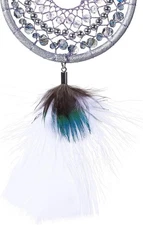 Dream Catchers Small Feather Wall Ice Blue Turkey And Peacock Handmade