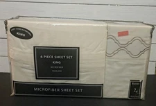 Victoria Classics 6pc King Sheet Set Microfiber - Stucco Highland - New 
