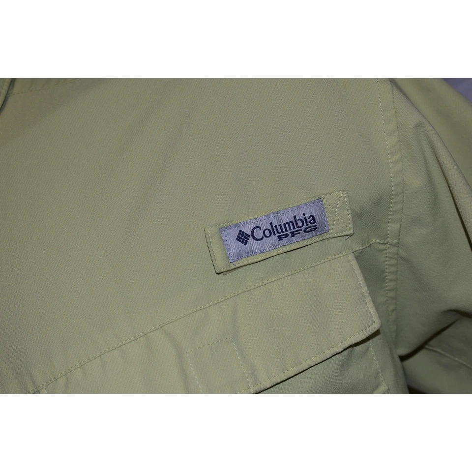 Camisa Columbia PFG Performance Equipo de Pesca Para Hombres Grande Poliéster Verde Amarillento Foto 3 de 4