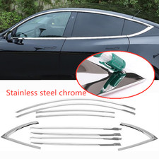Stainless chrome Car Window Strip Cover Trim Kit 10x For 2020-2021 Tesla Model Y