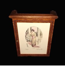 Antiker Art Deco Schlüsselschrank Schlüsselschränkchen Holz 29 x 23 x 7 cm