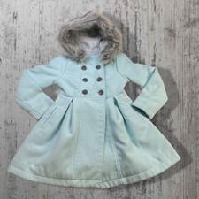 Cat  Jack Light Blue Pea Coat with Removable Faux Fur Hood Girl 6/6x Winter