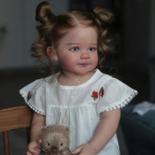 30inch Reborn Baby Doll Toddler Girl Vinyl Cloth Body Rooted Hair Handmade Gift