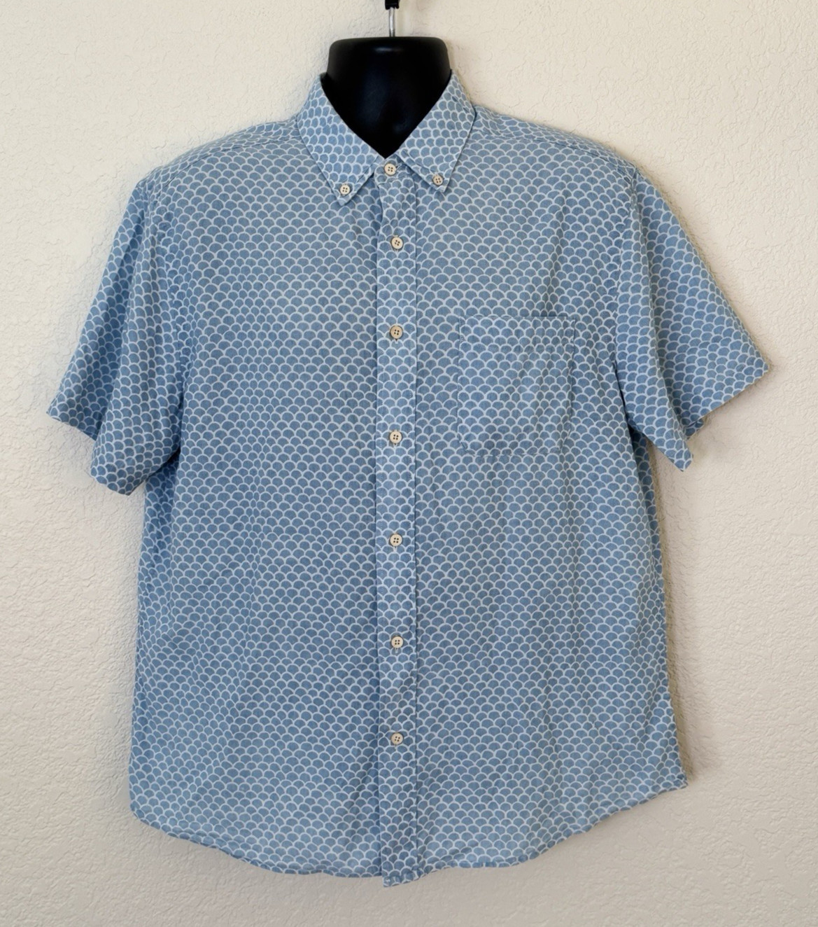 Faherty Mens Medium Button Down Fish Scale Short … - image 2