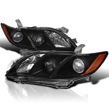 Black Projector Headlights Amber Reflector 2007-2009 Toyota Camry L R Pair