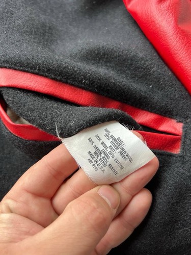 1990 VINTAGE BLACK WOOL LEATHER USA COLLEGE VARSITY BOMBER JACKET LETTERMAN XL - Picture 3 of 13