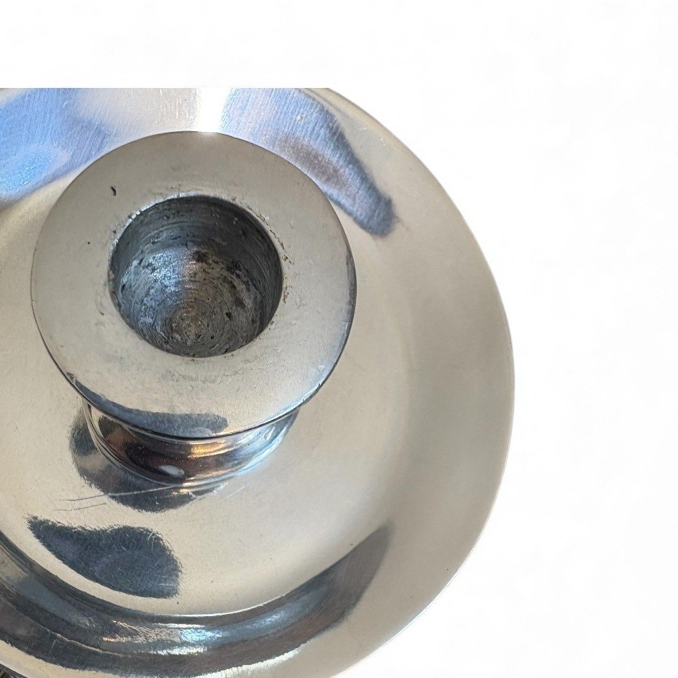 Holland Boone Pewter Candlestick Holders Polished Silver Candle Holders Pair