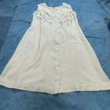 Unbranded Beaded Floral Embroidered Midi Dress Sz S Cotton/Linen Boho Lagenlook