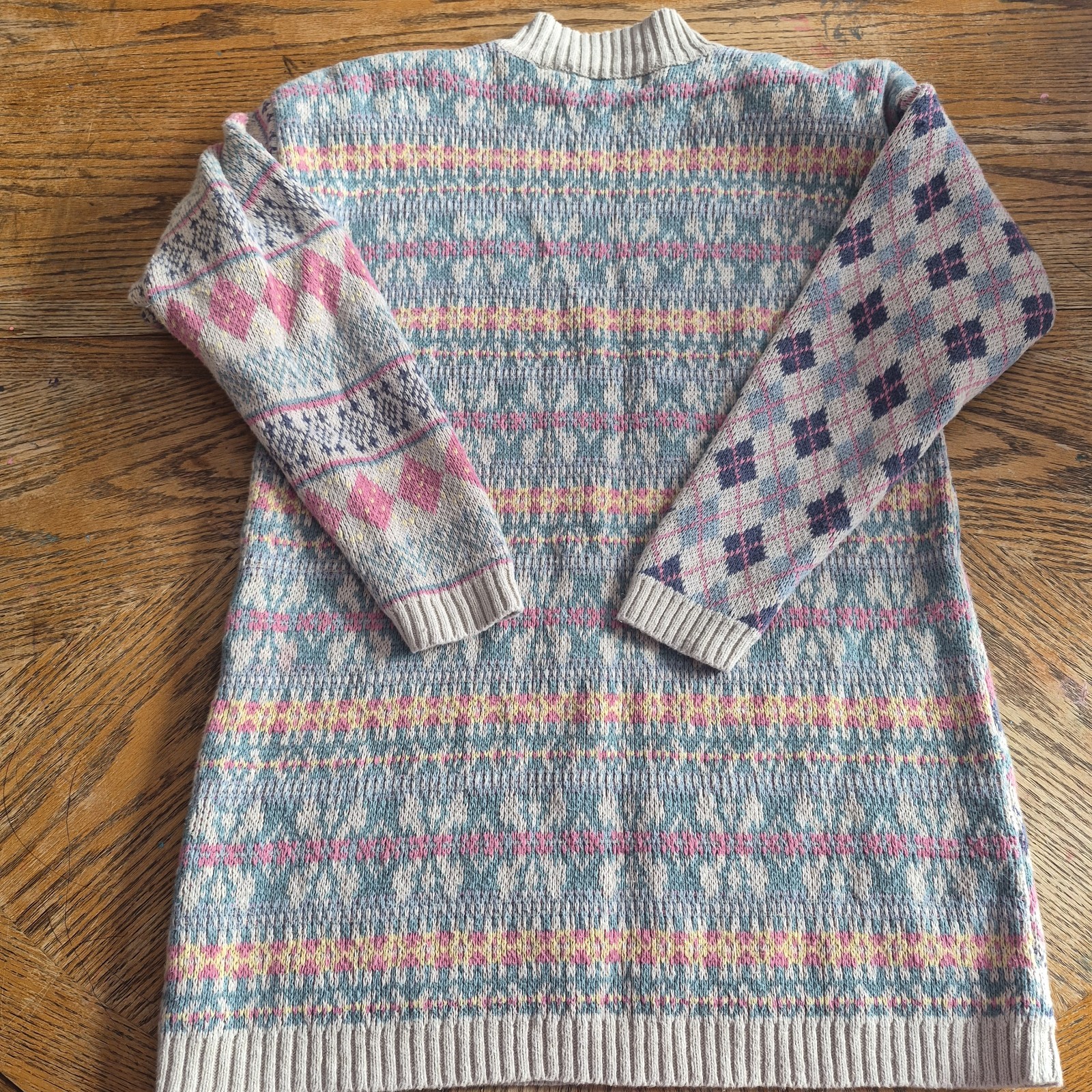 Westbound Linen And Cotton Patchwork Sweater Long… - image 7