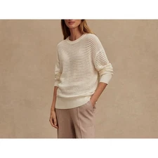 Varley Kershaw Sweat Open Knit Cotton True Knit Pullover Sweater XS Cream