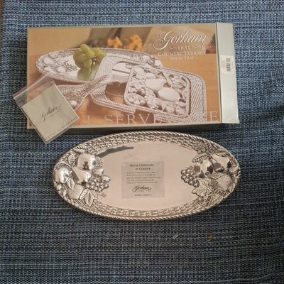 Gorham Metall Serviergeschirr 1831 Country Terrasse Brotteller oval Obst Design