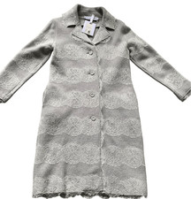 NEW NWT Christian Dior Gray Wool  Lace Long COAT JACKET sz US 8 5400