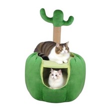 Cat Houses for Indoor Cats, Small Cat Tree with Sisal Ropes and cactus-Medium
