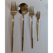 Unbranded Gold Stainless Steel Large Set 72 Flatware Spoons, Forks 3 sizes 