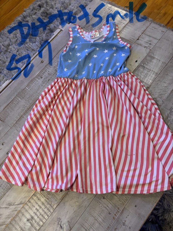 Girls Dot Dot Smile Fourth Of July dress size 7 sleeveless w/stars 
