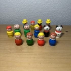 Lot 14 Vintage Fisher Price Little People Figures 1970's Wood Plastic