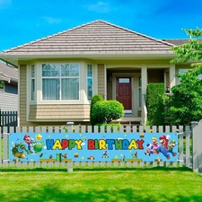 Super Mario Party Decoration Banner Large Happy Birthday Banner Photo Backdrop