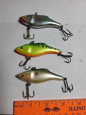 Rapala RATLIN RAP lot of 3 ~ Chartreuse, Perch, & shad Colors FINLAND 