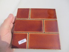 Victorian Ceramic Fireplace Tile Old Vintage Brick Tiled Style Antique Brown