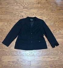 Sag Harbor Women's Black 4 Button Lined Blazer Jacket w/ Pockets, Size 14W
