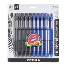 Zebra Pen Z-Grip Retractable Ballpoint 1 Count Pack of 18 , Black/Blue A