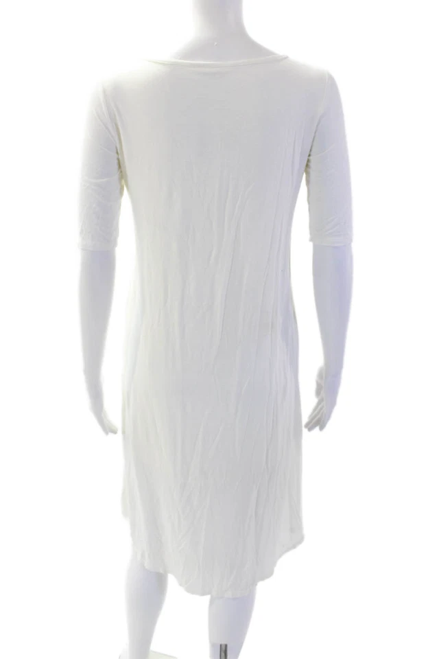 Vestido Camiseta Three Dots Para Mujer Blanco Viscosa Spandex Talla XS Foto 3 de 4