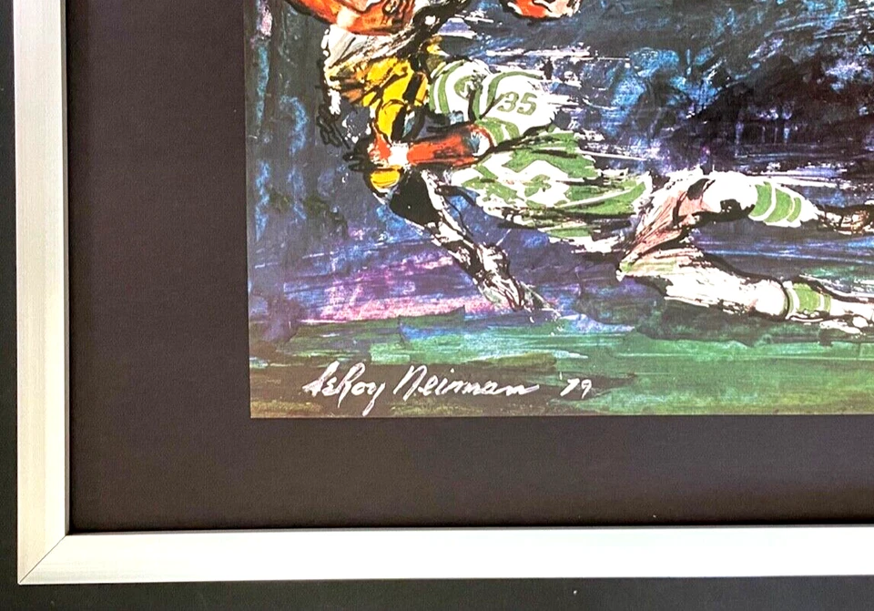 LEROY NEIMAN + STEELERS - JETS + CIRCA AÑOS 70 + IMPRESIÓN FIRMADA ENMARCADA Foto 3 de 4