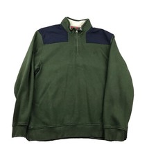 Izod Sweatshirt Mens Large Green 1/4 Zip Long Sleeves Pullover