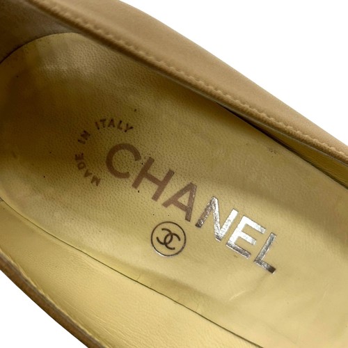 CHANEL Beige Leather Camellia Flower High Heel Shoes Size 38.5 - Picture 7 of 23