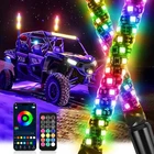 for UTV ATV Can Polaris RZR 120 2X RGB LED Whip Spiral Lights Antenna 1ft
